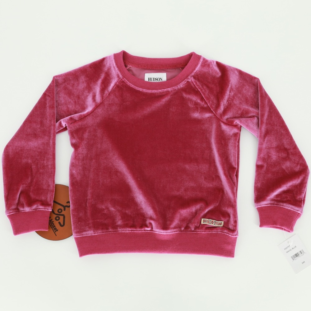 Hudson Kids Velour Sweatshirt Fuchsia Pink Size 24Mโ Long Sleeve Crew Neck NWOT